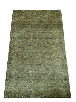 Indischer Gabbeh Teppich Handgeknüpft Olivgrün Unifarben 160x90 cm