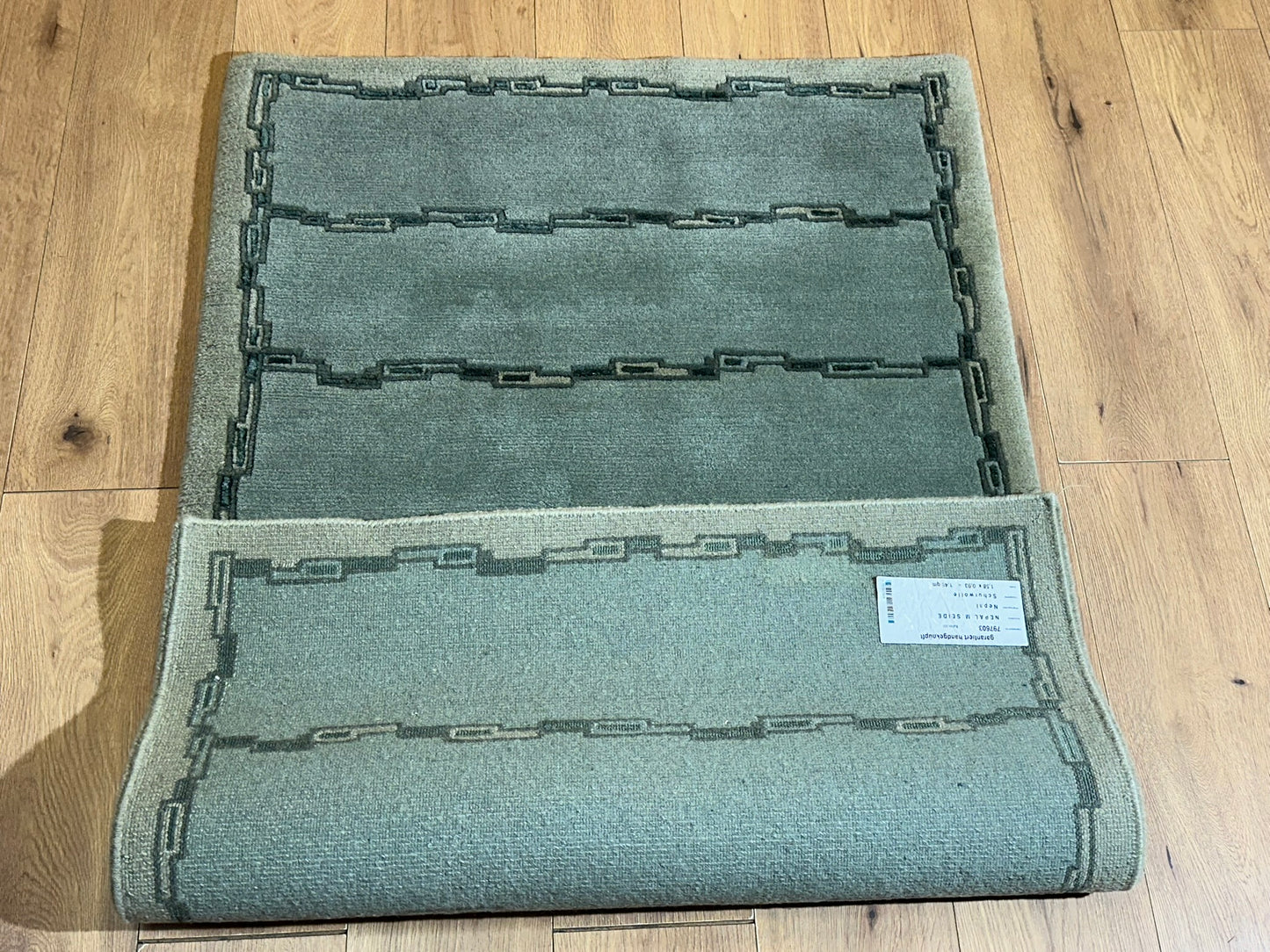 Indischer Gabbeh Orientteppich Handgeknüpft Grün Sage 158x93 cm
