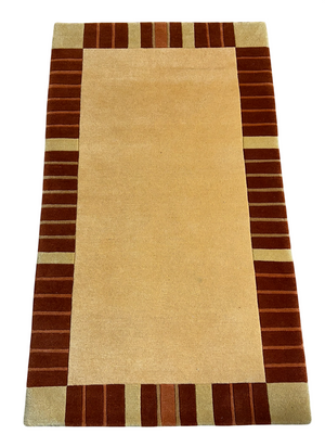 Indischer Gabbeh Orientteppich Handgeknüpft Beige Rostbraun 160x92 cm