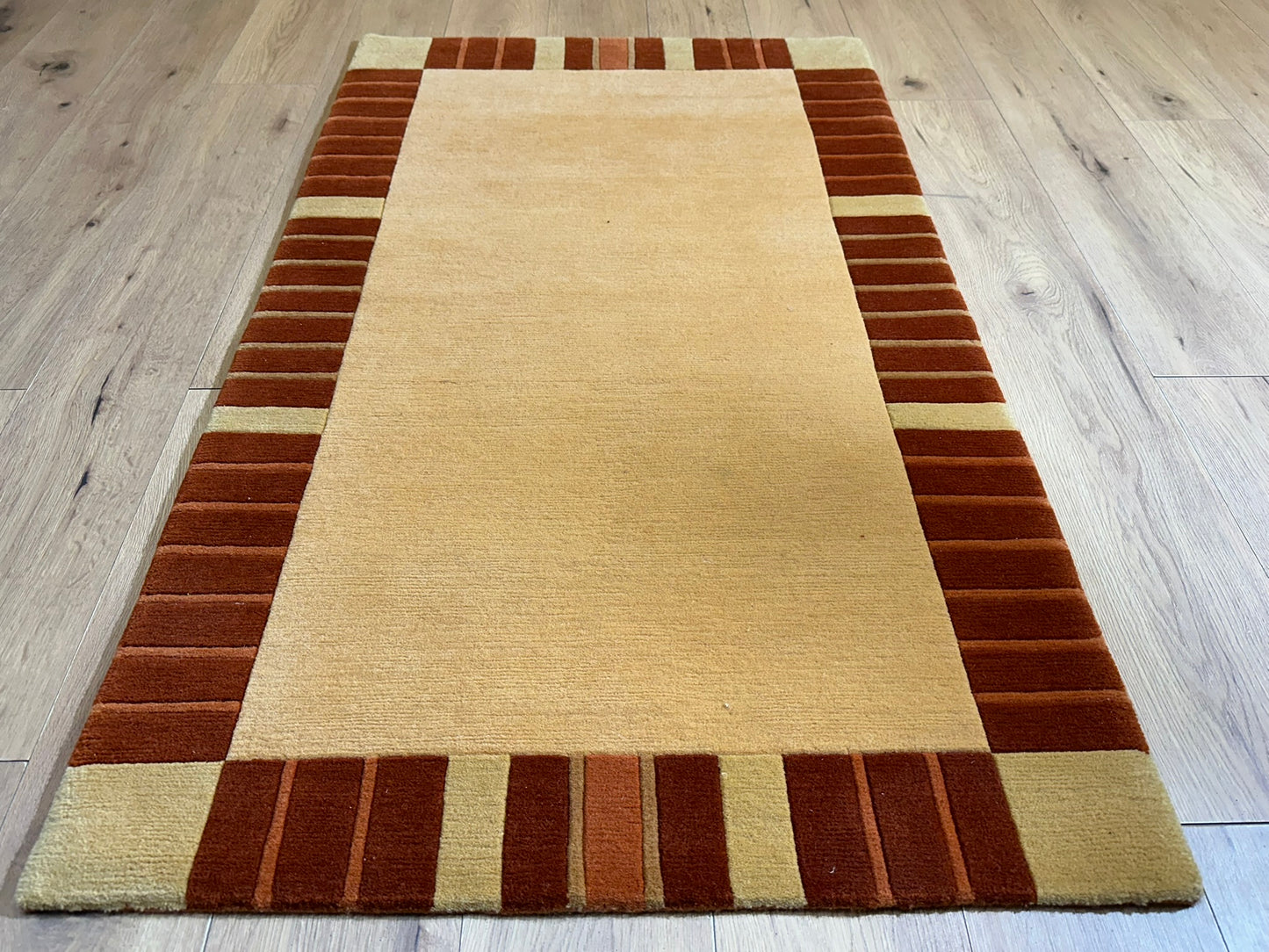 Indischer Gabbeh Orientteppich Handgeknüpft Beige Rostbraun 160x92 cm