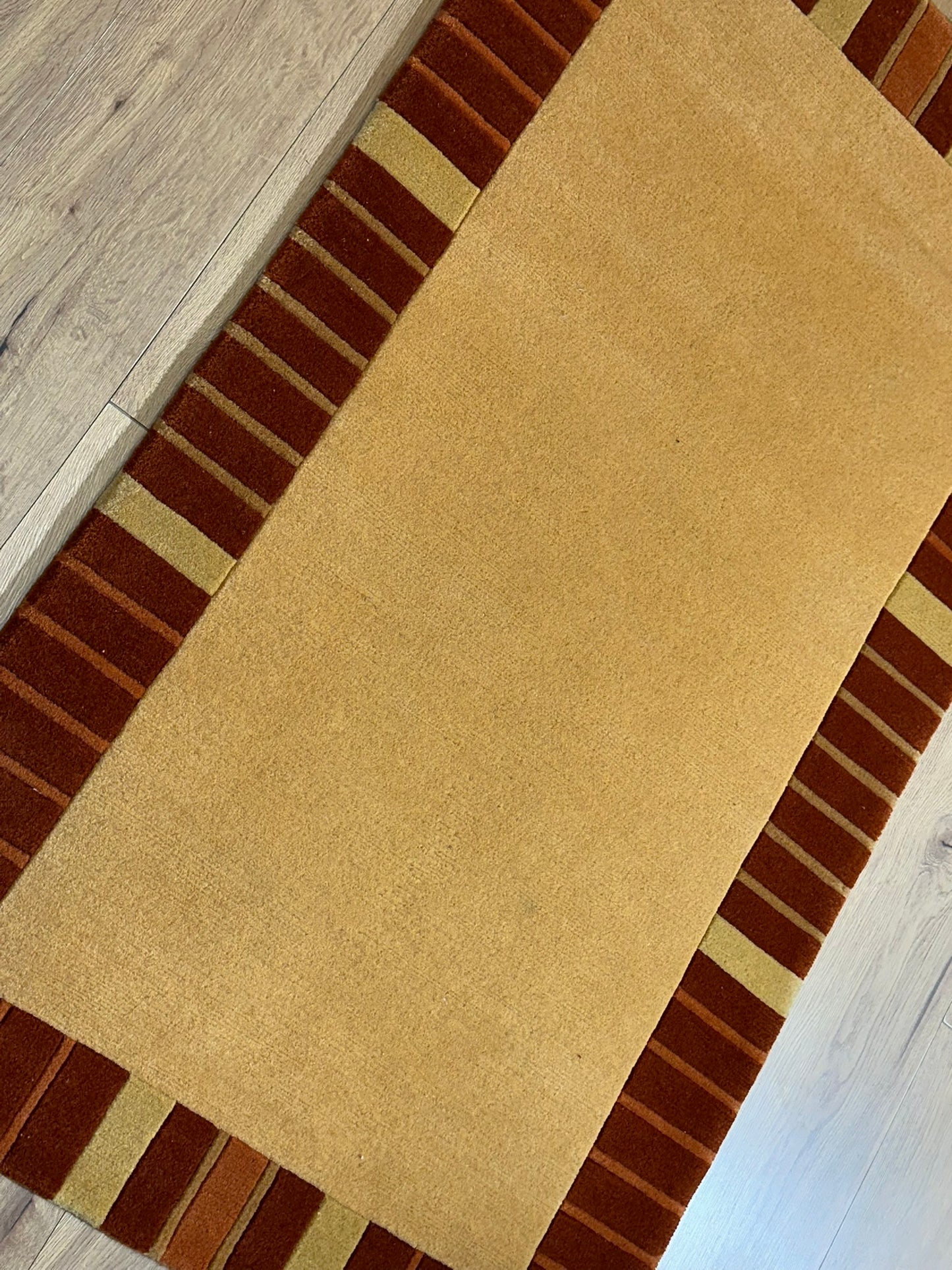 Indischer Gabbeh Orientteppich Handgeknüpft Beige Rostbraun 160x92 cm