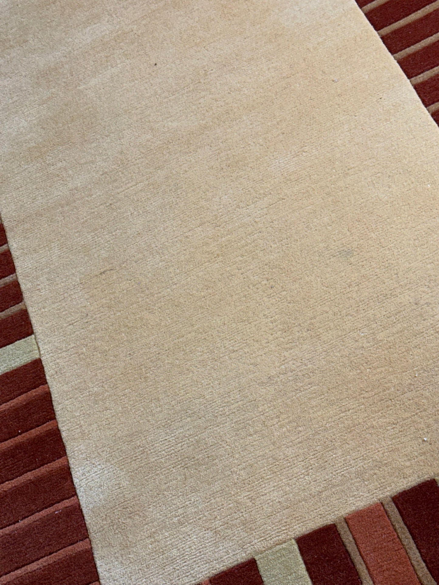Indischer Gabbeh Orientteppich Handgeknüpft Beige Rostbraun 160x92 cm