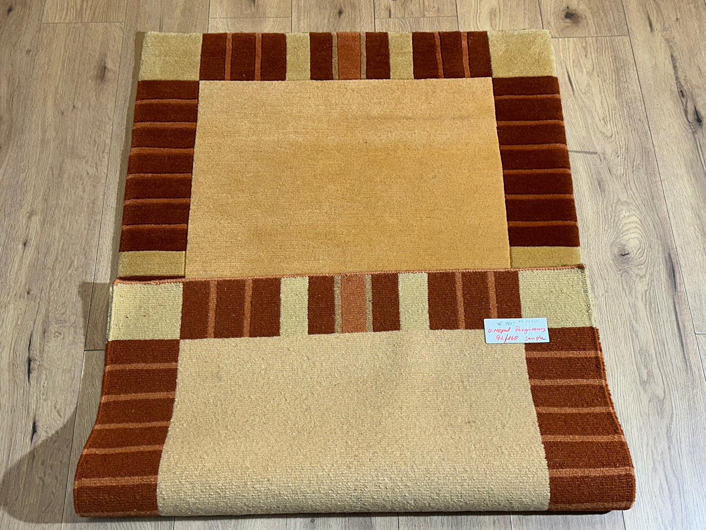 Indischer Gabbeh Orientteppich Handgeknüpft Beige Rostbraun 160x92 cm