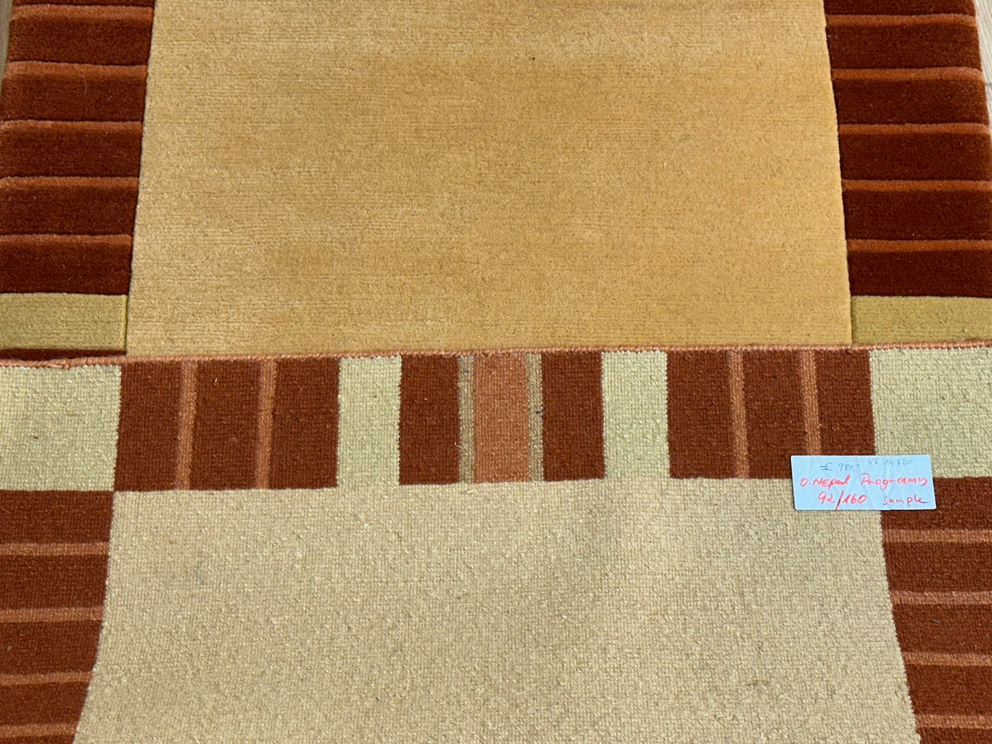 Indischer Gabbeh Orientteppich Handgeknüpft Beige Rostbraun 160x92 cm
