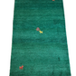 Indischer Gabbeh Orientteppich Handgeknüpft Smaragdgrün Tiermotive 160x90 cm