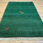 Indischer Gabbeh Orientteppich Handgeknüpft Smaragdgrün Tiermotive 160x90 cm