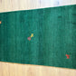 Indischer Gabbeh Orientteppich Handgeknüpft Smaragdgrün Tiermotive 160x90 cm