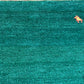 Indischer Gabbeh Orientteppich Handgeknüpft Smaragdgrün Tiermotive 160x90 cm