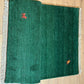 Indischer Gabbeh Orientteppich Handgeknüpft Smaragdgrün Tiermotive 160x90 cm