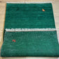 Indischer Gabbeh Orientteppich Handgeknüpft Smaragdgrün Tiermotive 160x90 cm