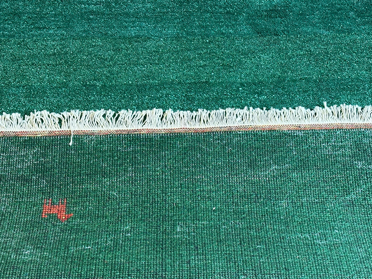 Indischer Gabbeh Orientteppich Handgeknüpft Smaragdgrün Tiermotive 160x90 cm