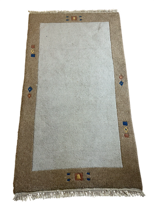 Indischer Gabbeh Orientteppich Handgeknüpft Beige Sand 160x90 cm