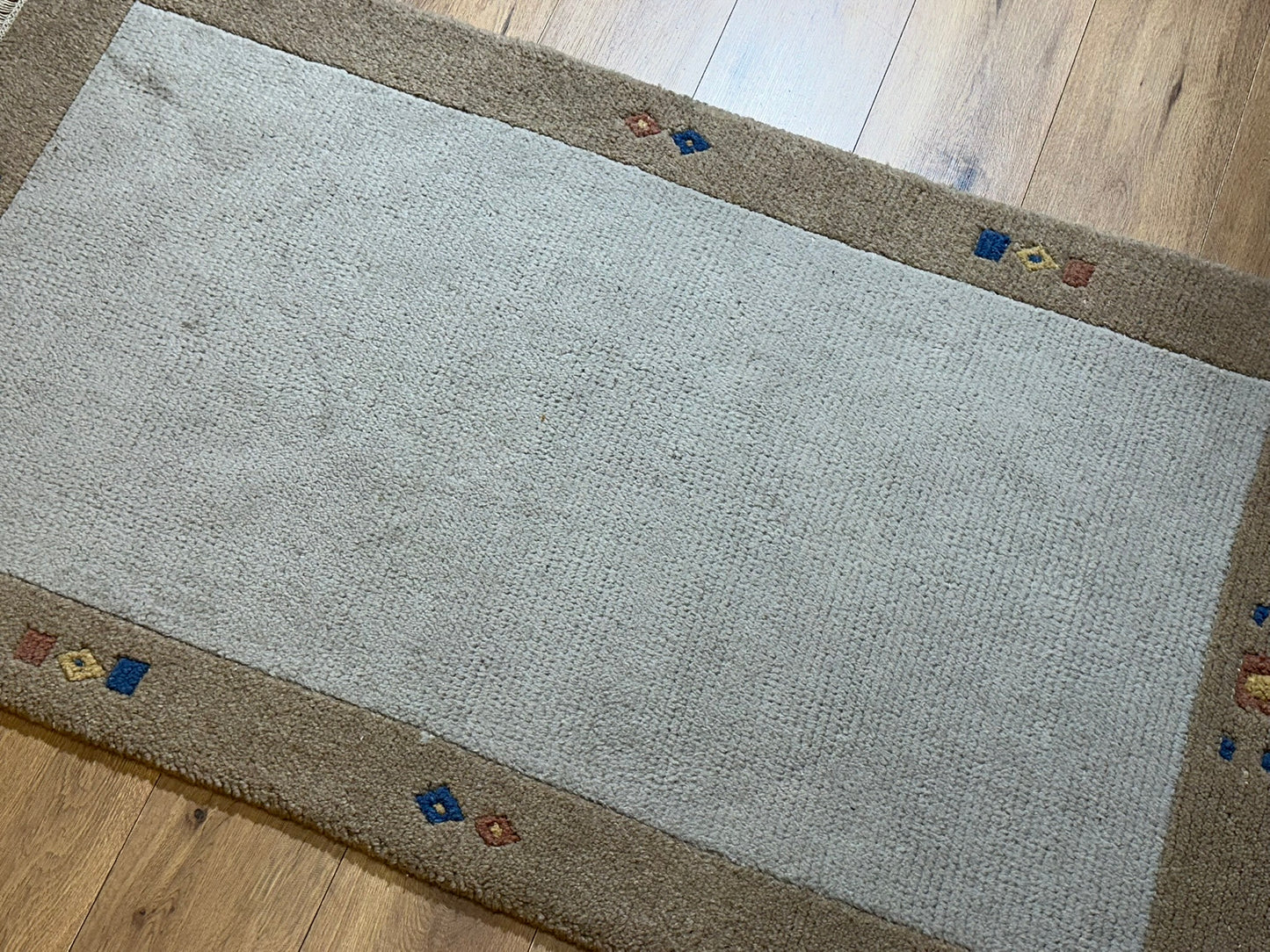 Indischer Gabbeh Orientteppich Handgeknüpft Beige Sand 160x90 cm