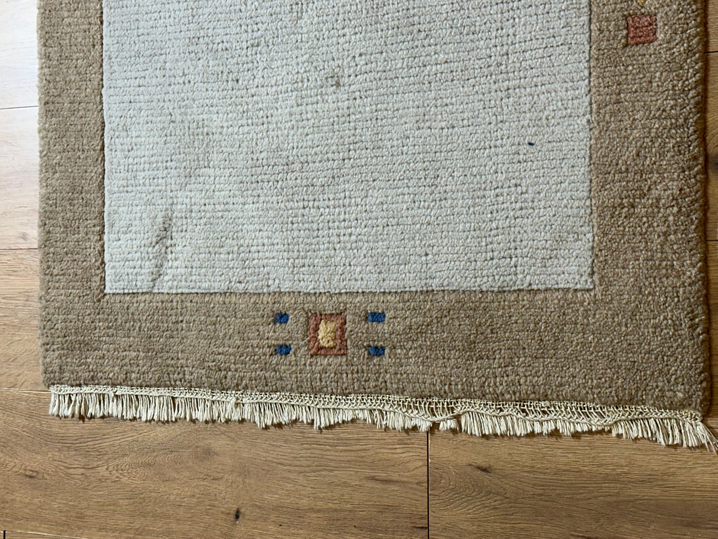 Indischer Gabbeh Orientteppich Handgeknüpft Beige Sand 160x90 cm
