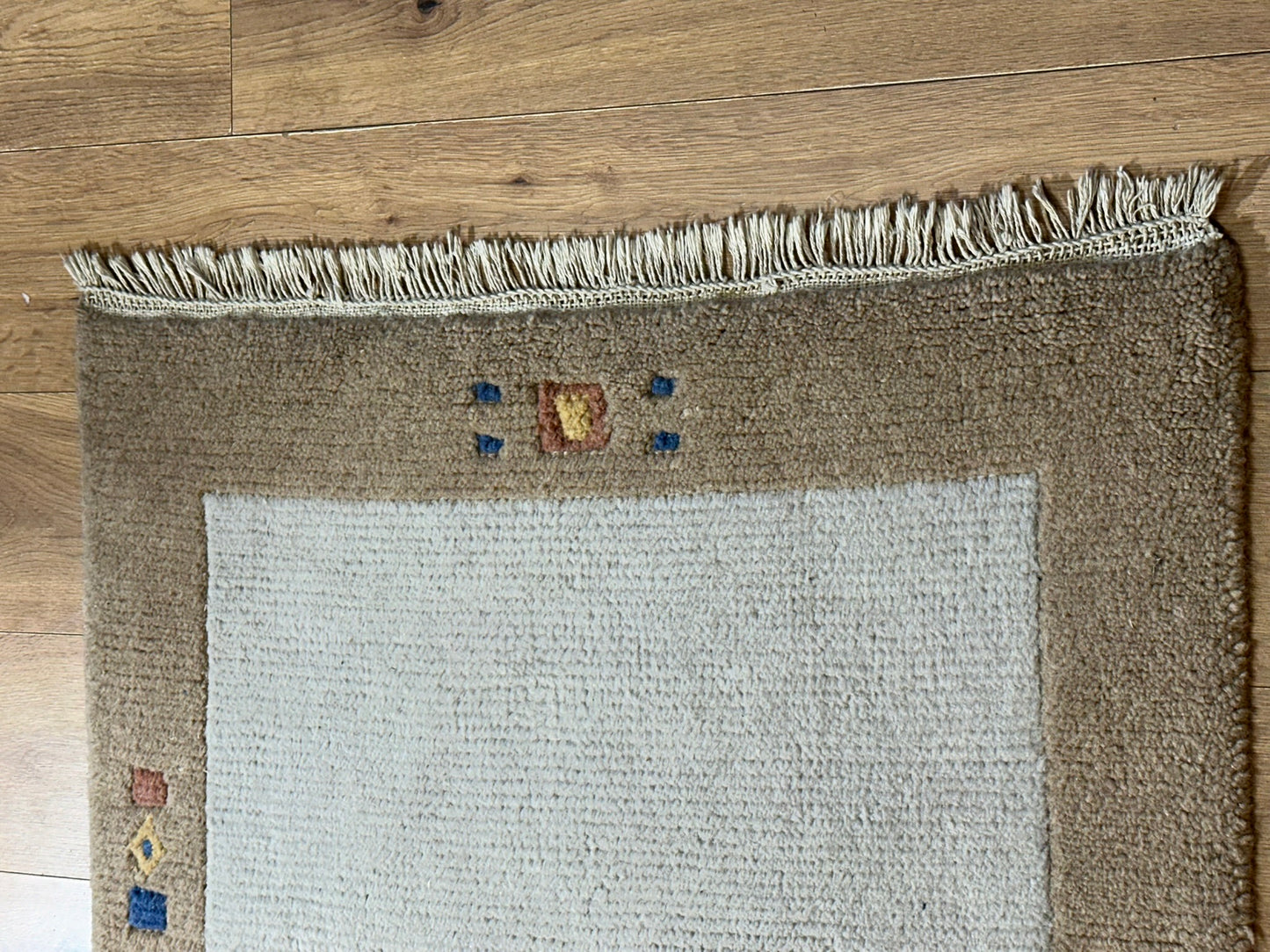 Indischer Gabbeh Orientteppich Handgeknüpft Beige Sand 160x90 cm