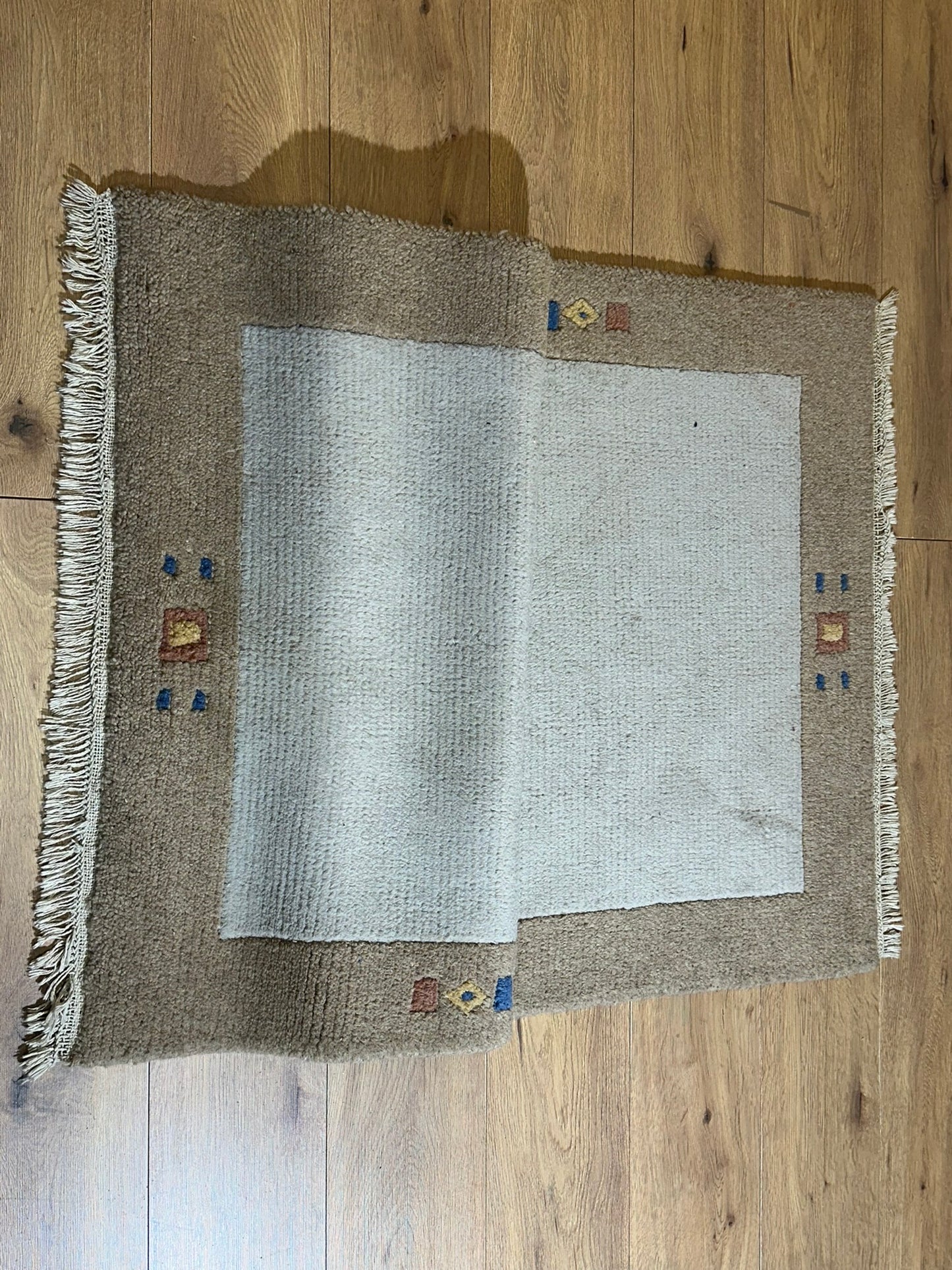 Indischer Gabbeh Orientteppich Handgeknüpft Beige Sand 160x90 cm