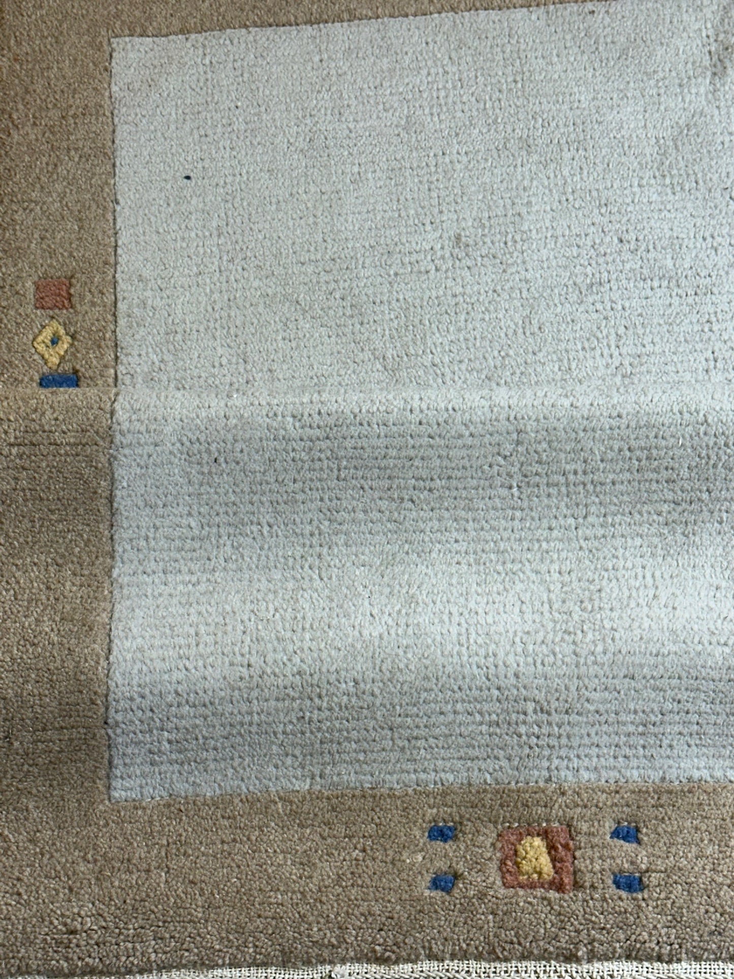 Indischer Gabbeh Orientteppich Handgeknüpft Beige Sand 160x90 cm