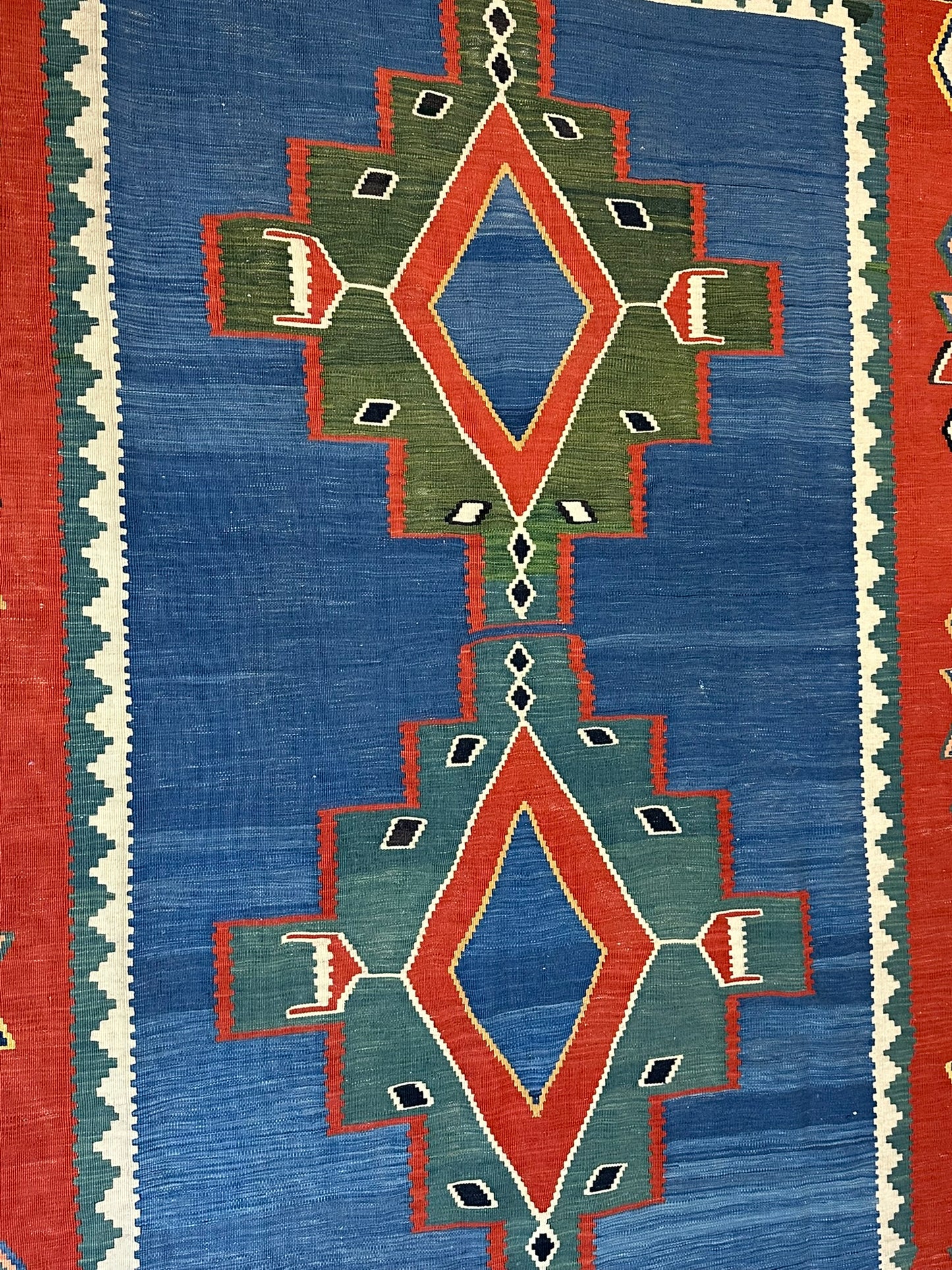 Antik Orientteppich handgeknüpft 285x191 cm Kazak Kelim naturfarben