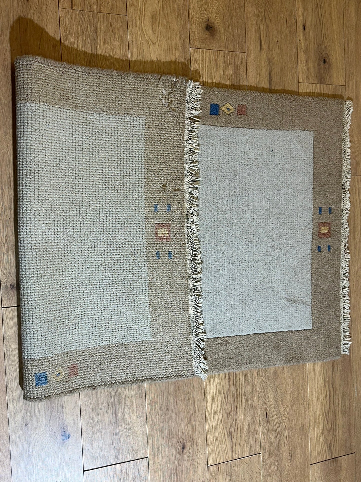 Indischer Gabbeh Orientteppich Handgeknüpft Beige Sand 160x90 cm