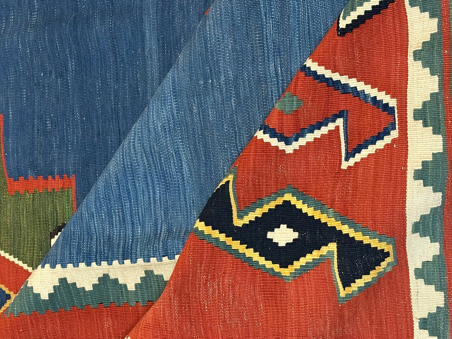 Antik Orientteppich handgeknüpft 285x191 cm Kazak Kelim naturfarben