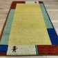 Indischer Gabbeh Orientteppich Handgeknüpft Gelb Bunt 140x70 cm