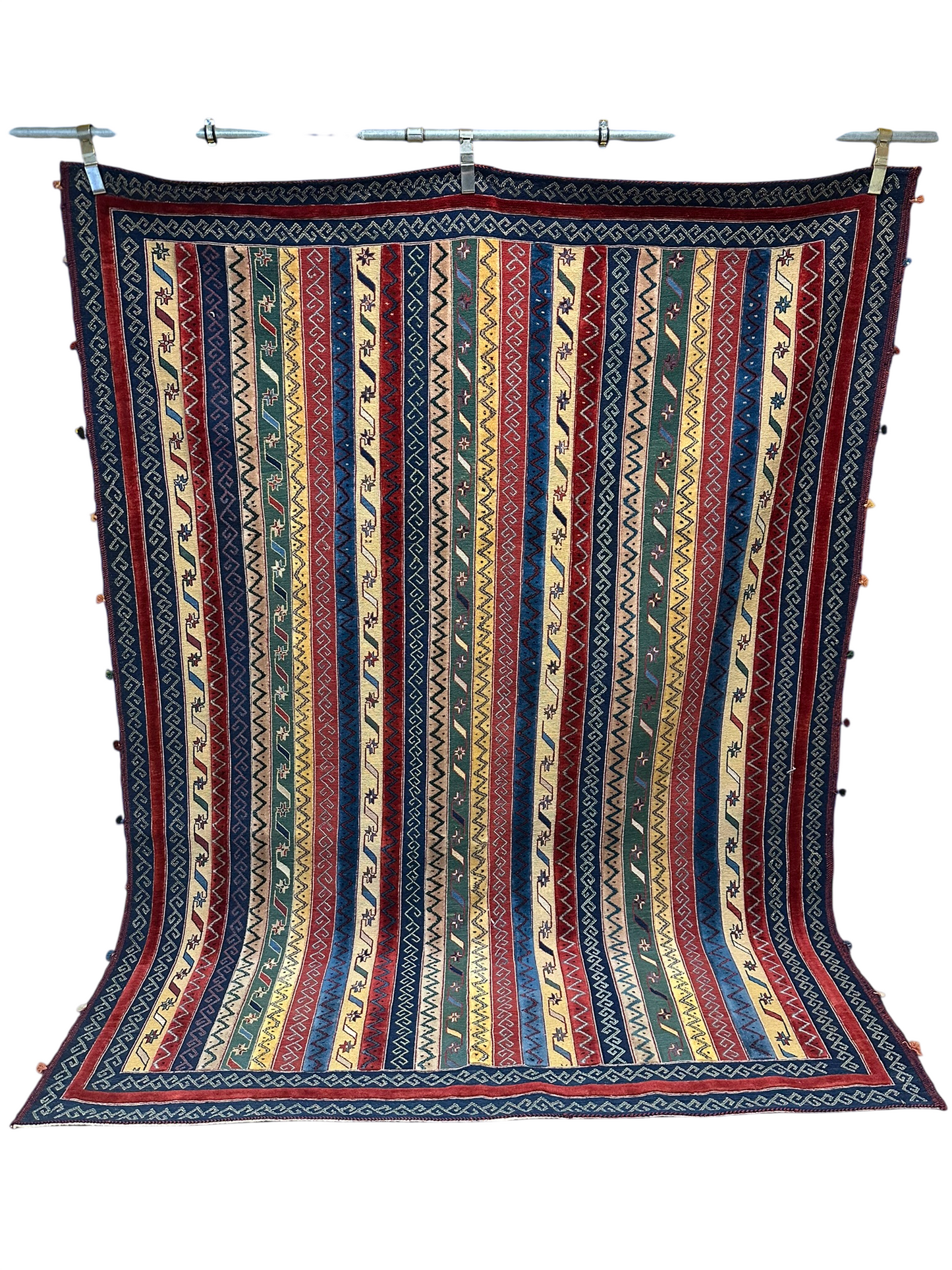 Antik Orientteppich handgeknüpft 255x195 cm Kazak Kelim naturfarben