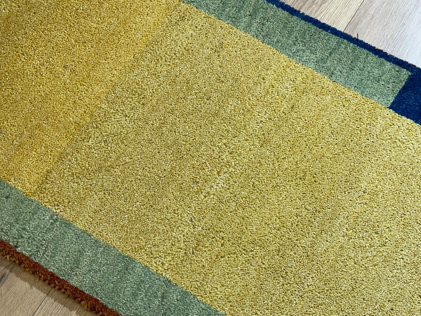 Indischer Gabbeh Orientteppich Handgeknüpft Gelb Bunt 140x70 cm