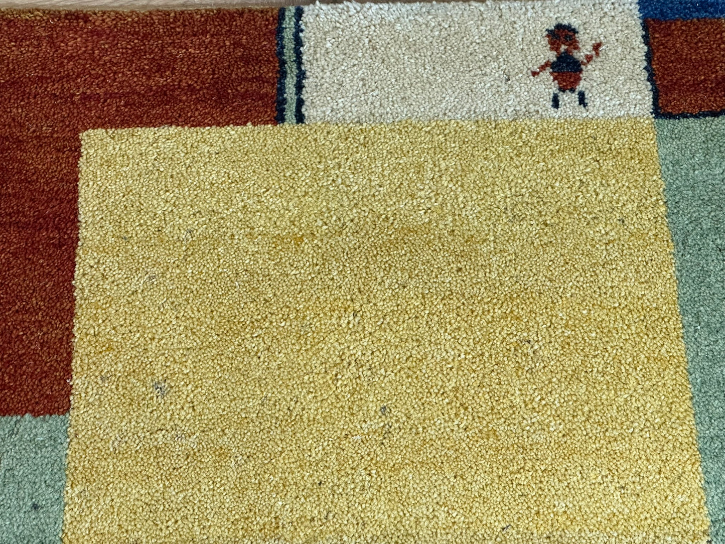 Indischer Gabbeh Orientteppich Handgeknüpft Gelb Bunt 140x70 cm