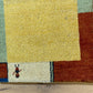 Indischer Gabbeh Orientteppich Handgeknüpft Gelb Bunt 140x70 cm