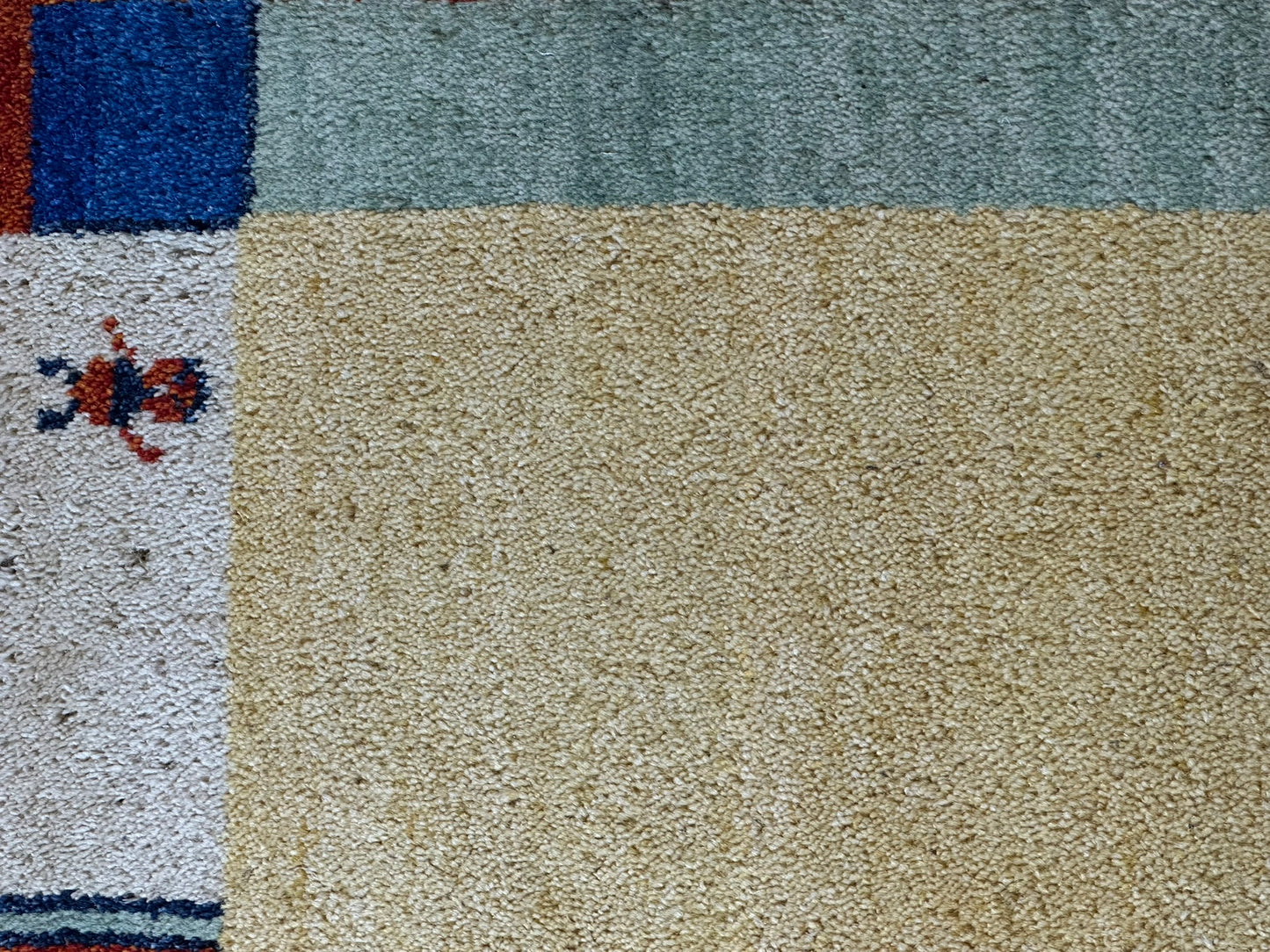 Indischer Gabbeh Orientteppich Handgeknüpft Gelb Bunt 140x70 cm