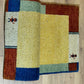 Indischer Gabbeh Orientteppich Handgeknüpft Gelb Bunt 140x70 cm