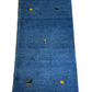 Indischer Gabbeh Orientteppich Handgeknüpft Blau Tiermotive 125x65 cm