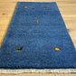 Indischer Gabbeh Orientteppich Handgeknüpft Blau Tiermotive 125x65 cm