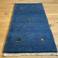 Indischer Gabbeh Orientteppich Handgeknüpft Blau Tiermotive 125x65 cm