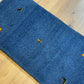 Indischer Gabbeh Orientteppich Handgeknüpft Blau Tiermotive 125x65 cm