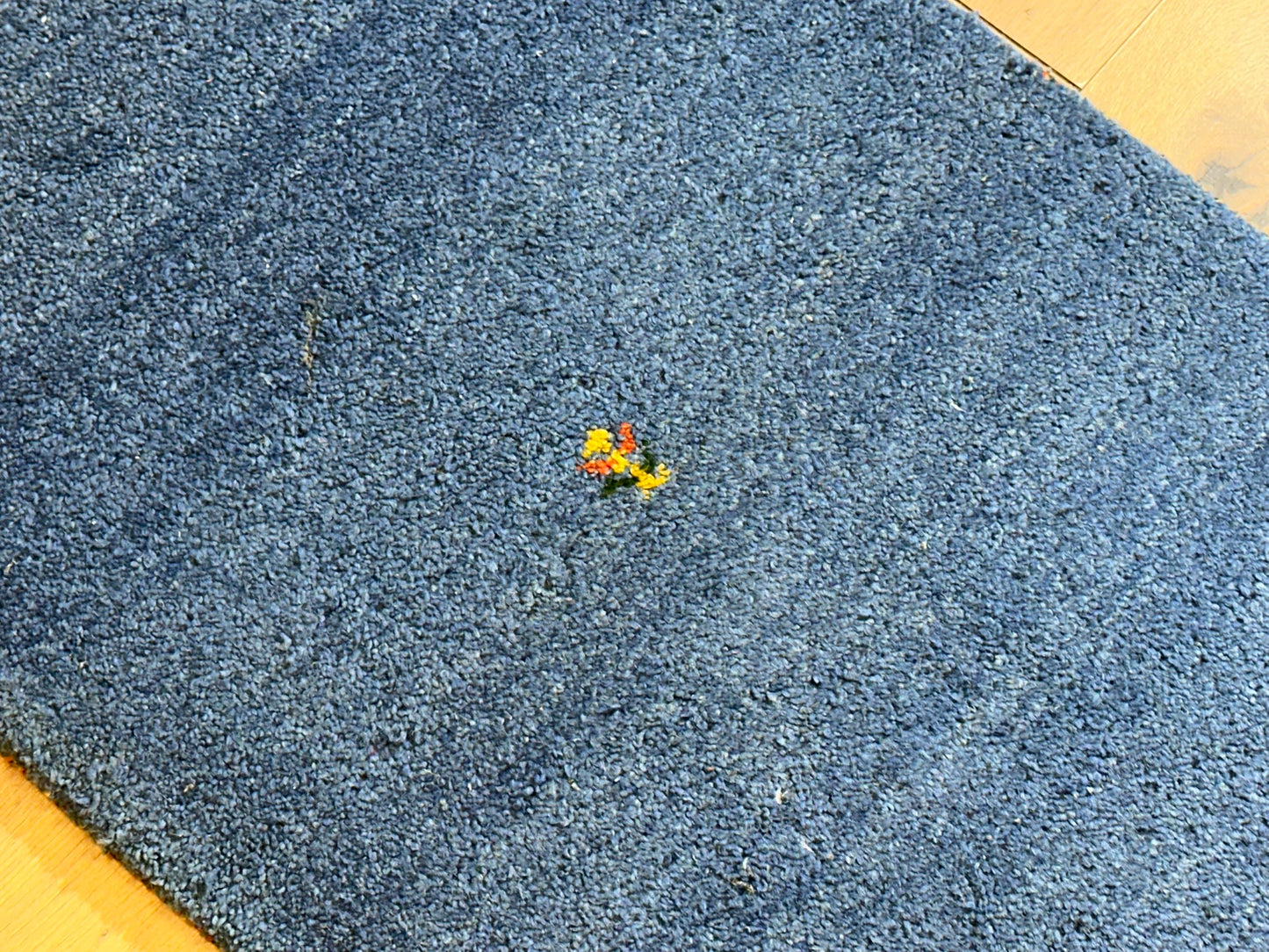 Indischer Gabbeh Orientteppich Handgeknüpft Blau Tiermotive 125x65 cm