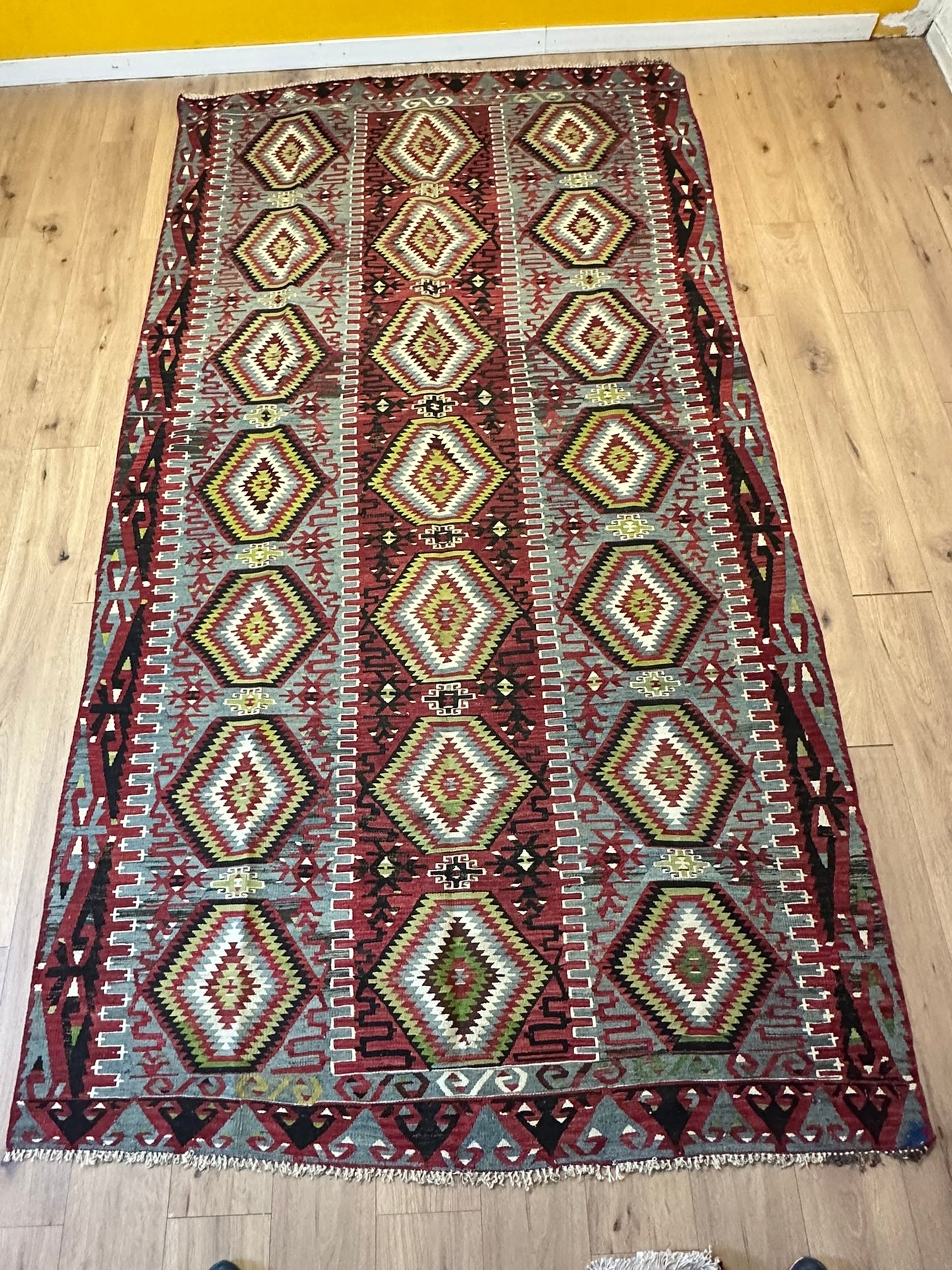 Antik Orientteppich handgeknüpft 320x180 cm Kelim Anatolien Naturfarben