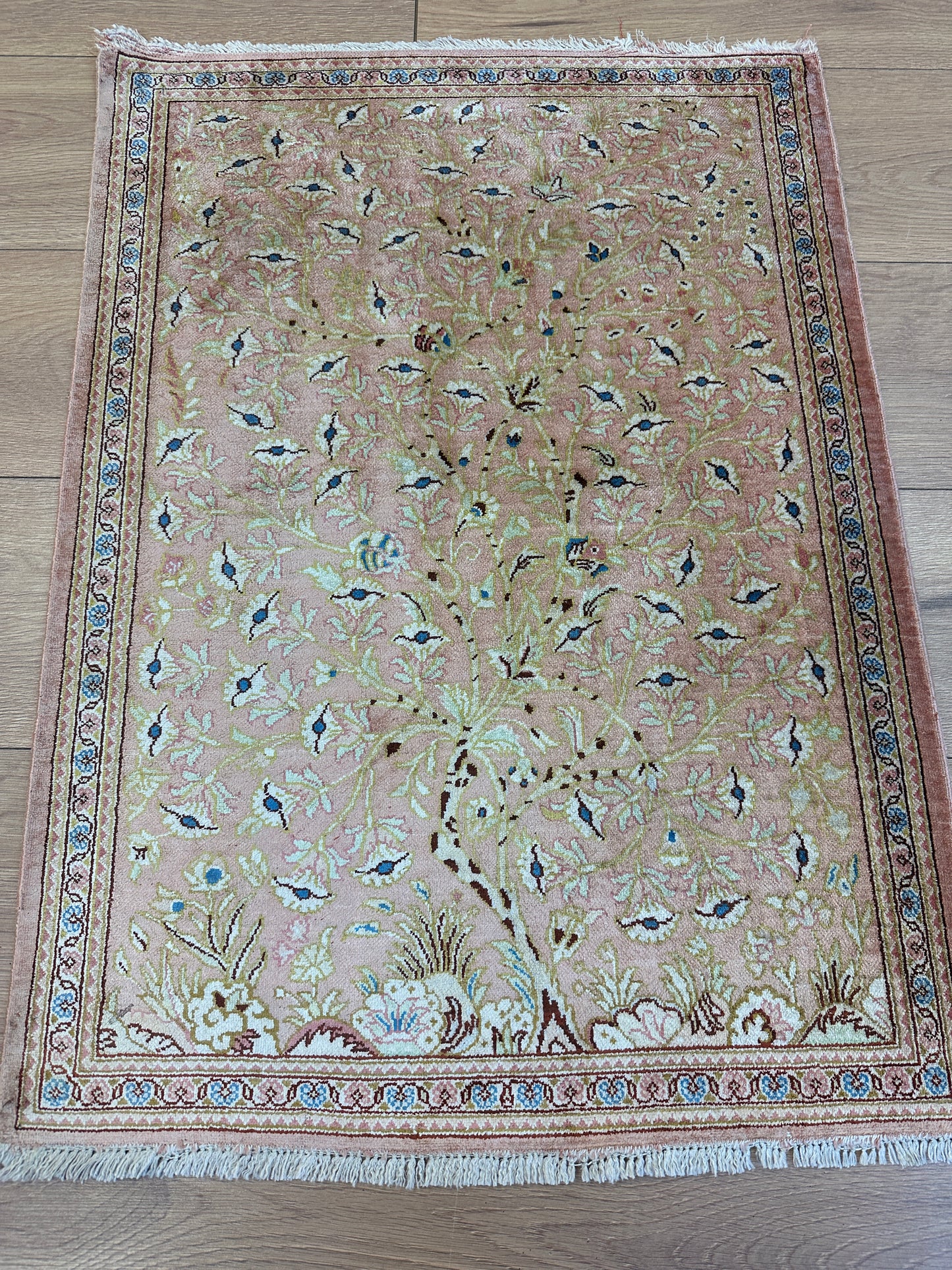 Handgeknüpfter Perser Orientteppich Feiner Ghom Seide Signiert 85x60 cm
