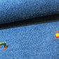 Indischer Gabbeh Orientteppich Handgeknüpft Blau Tiermotive 125x65 cm