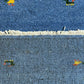Indischer Gabbeh Orientteppich Handgeknüpft Blau Tiermotive 125x65 cm