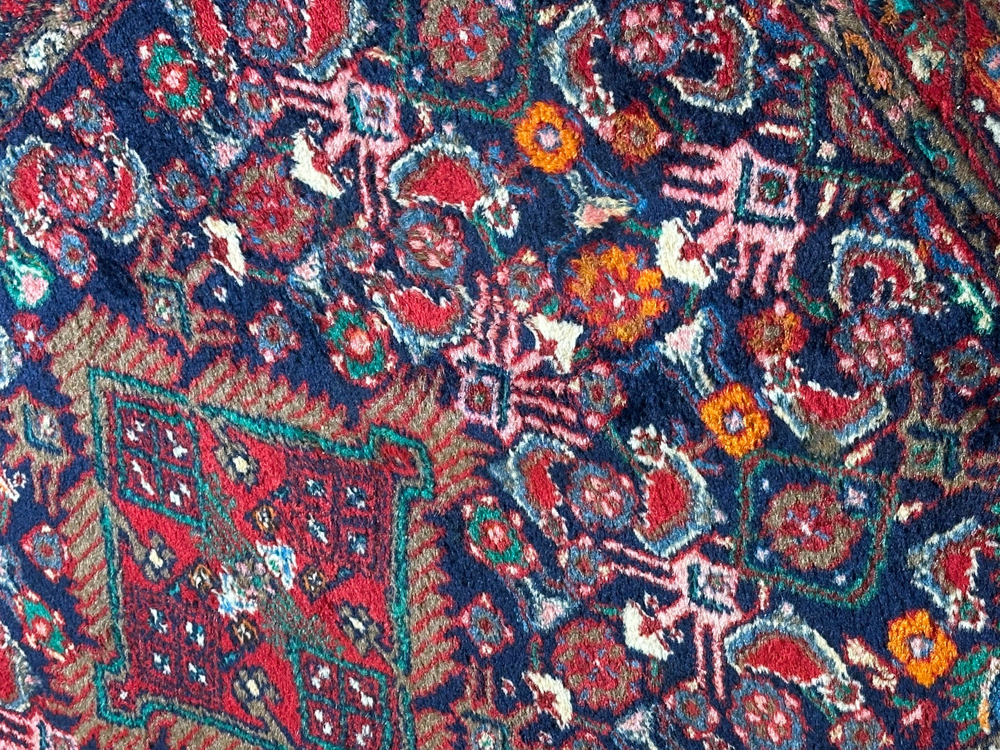 Orientteppich handgeknüpft Hamadan Art Deco 147x105 cm