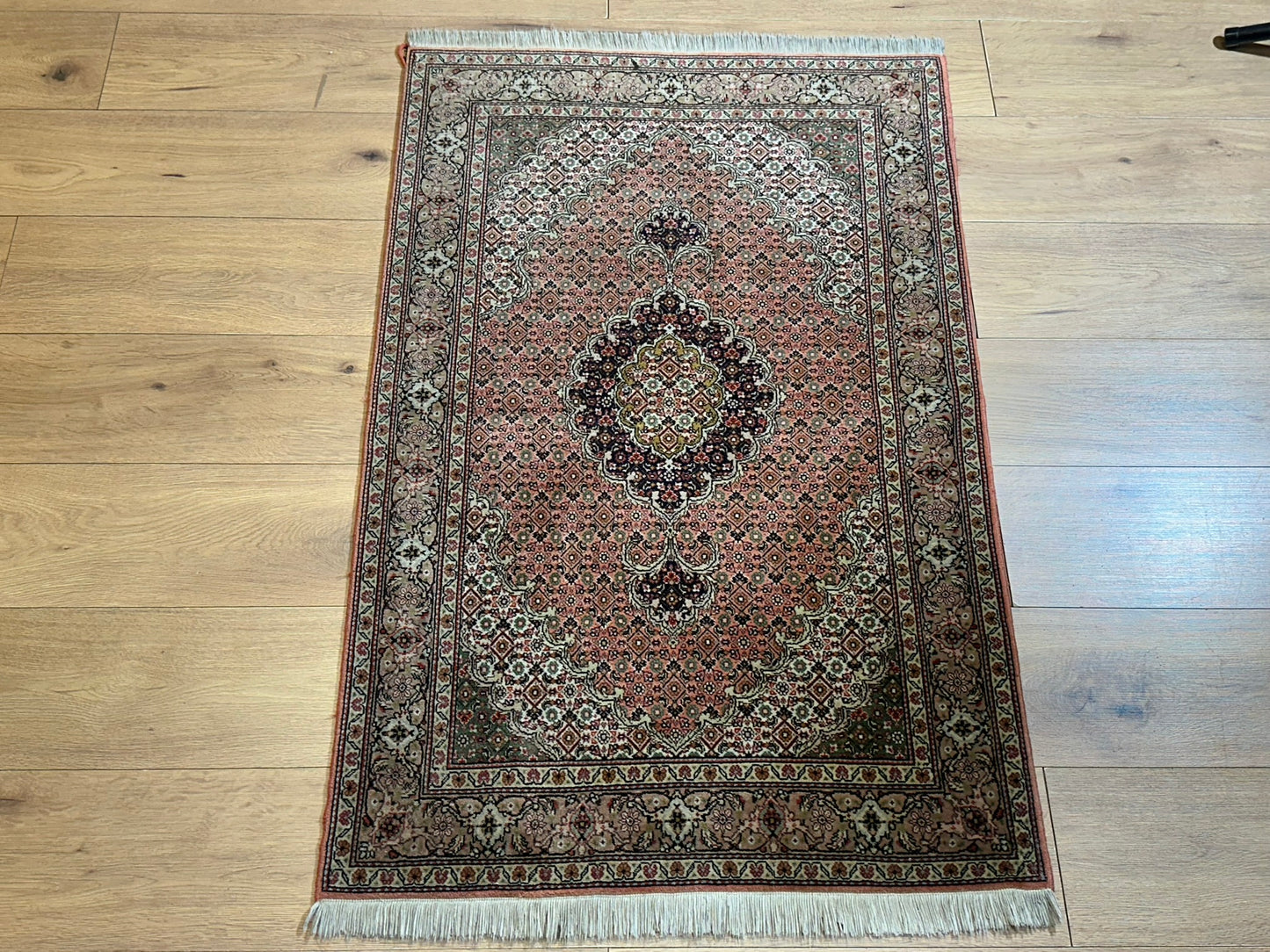 Orientteppich Täbriz 50 Raj mit Seide Handgeknüpft Altrosa 124x80 cm