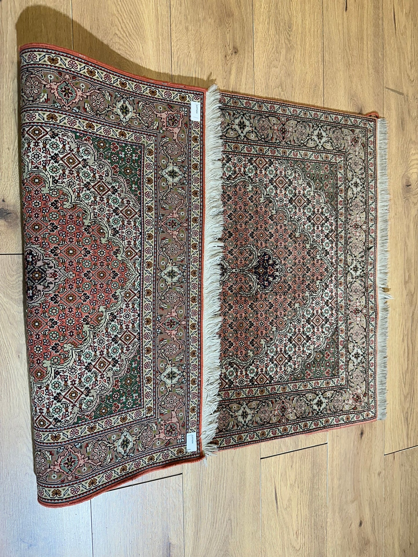 Orientteppich Täbriz 50 Raj mit Seide Handgeknüpft Altrosa 124x80 cm