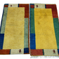 Indisches Gabbeh Teppich 2er Set Handgeknüpft Gelb Bunt 138x76 / 136x70 cm