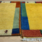 Indisches Gabbeh Teppich 2er Set Handgeknüpft Gelb Bunt 138x76 / 136x70 cm