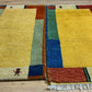 Indisches Gabbeh Teppich 2er Set Handgeknüpft Gelb Bunt 138x76 / 136x70 cm