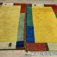 Indisches Gabbeh Teppich 2er Set Handgeknüpft Gelb Bunt 138x76 / 136x70 cm