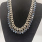 Statement-Collier mit blauen Kristallperlen und silberfarbener Gliederkette
