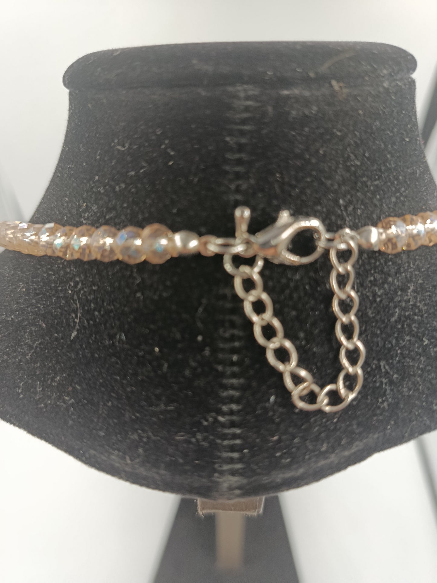 Funkelnde Glasperlenkette in Champagner-Ton