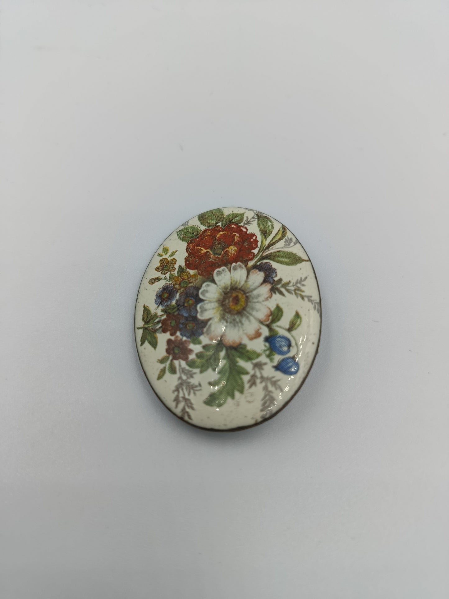 Vintage Emaille-Brosche mit Blumenmotiv